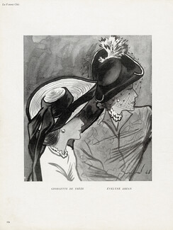 Georgette de Trèze, Evelyne Arzan 1948 Hats, Pierre Louchel