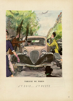Tableau de Paris - J'y suis... j'y reste, 1947 - Pierre Mourgue Taxi Parisien