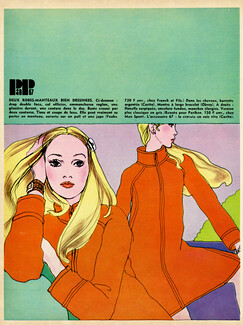 Antonio Lopez 1967 Robe-manteau Fouks, Fashion Illustration