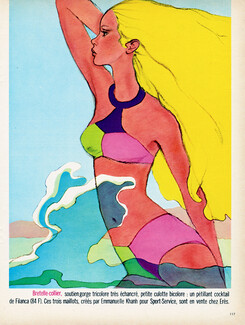 Antonio Lopez 1967 Emmanuelle Khanh, Swimwear, Fashion Illustration