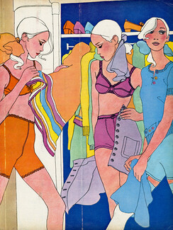 Antonio Lopez 1967 Lingericolor, Panty Girdle & Bra, Vanity Fair, Rosy, Peter Pan & Dorothée Bis