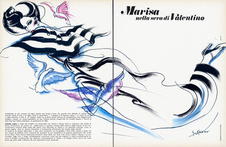 Valentino 1975 Marisa Berenson "nella sera di Valentino", Antonio Lopez