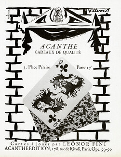 Publicité Cartes à jouer Léonor Fini, Edition Acanthe 1950 Bernard Villemot