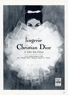 Christian Dior (Lingerie) 1962 René Gruau, Dentelles de Calais (Italian)