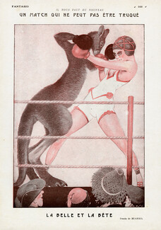 Miarko 1923 Boxer Kangaroo against Woman, Boxing