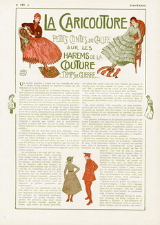 La Caricouture Petits Contes du Calife sur les Harems de la Couture, 1915 - Anne Ramel, Fashion Satire, Texte par Giafar