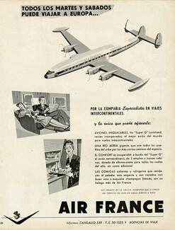 Air France (Airlines) 1955 Argentinian Advertisement