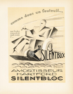 Silentbloc (Amortisseur Hartford) 1928 Yan Bernard Dyl, Lithograph "PAN" Paul Poiret