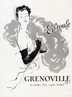 Grenoville (Perfumes) 1951 Esbroufe, Hand Fan, Paulin