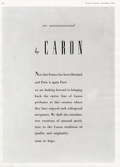 Caron 1944 "Now that France has been liberated..." Announcement
