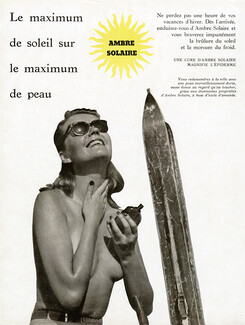Ambre Solaire 1948 Topless Skier, Sun Protector, Lucien Lorelle