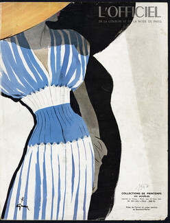 René Gruau 1947 Carven, Bianchini Férier, L'Officiel Cover