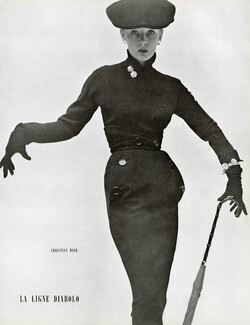 Christian Dior 1950 La Ligne Diabolo, Black Dress, Photo Clarke
