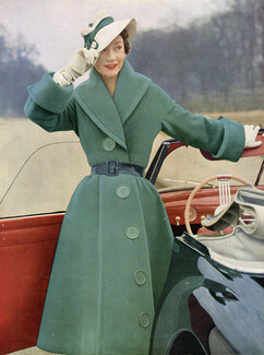 Jacques Fath 1951 Green Coat, Porter-Bennett-Gaucherand, Photo Pottier