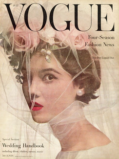 Vogue Cover 1956 Bridal headdresses, Roses, Photo Irving Penn