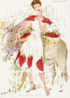 Marcel Vertès 1943 "Strawberries!", Mary Lewis, Donkey