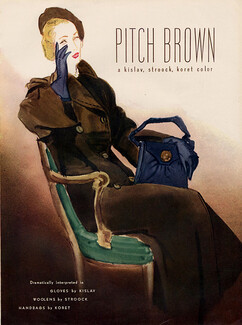 Kislav (Gloves Buscarlet) Stroock & Koret (Handbag) 1948 Pitch Brown