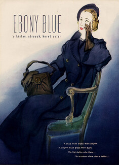 Kislav (Gloves Buscarlet) Stroock & Koret (Handbag) 1948 Ebony Blue