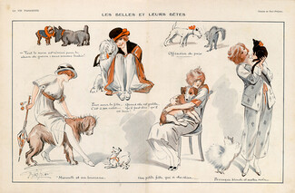 Préjelan 1919 ''Les belles et leurs bêtes'' Dogs, Cats Scottish Terrier
