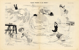 Préjelan 1910 ''Tout Paris à la mer'' Sexy Swimmer