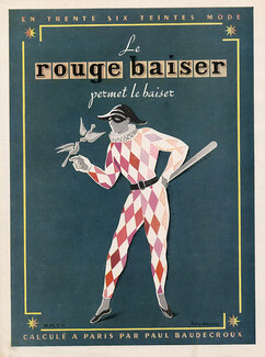 Rouge Baiser 1948 Lipstick, Harlequin, Fix-Masseau