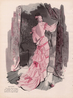 Jean Patou 1945 pink Evening Gown, André Delfau