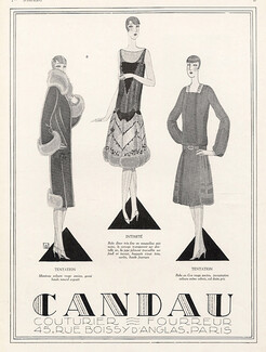 Candau 1926 Couturier - Fourreur, Fashion Illustration