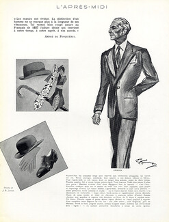 Kriegck (Men's Fashion) 1937 Tie, Hat, Umbrella... Jean Gabriel Domergue