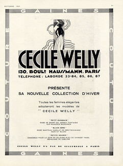 Cecile Welly 1929 Couture, Gaines, 130 Bd Haussmann