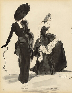 Pierre Mourgue 1945 Lucien Lelong & Marcel Rochas, Evening Gown