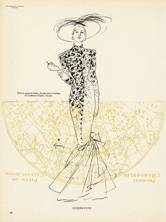 Jacques Fath 1946 Evening Gown, Coudurier Fructus Descher, René Gruau