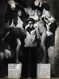 Yves Saint Laurent 1970 Ensemble-Pantalon, French Cabaret Casino de Paris, Photo Jean-Loup Sieff
