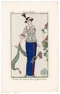 George Barbier 1912 Journal des Dames et des Modes Costumes Parisiens N°3 Toilette d'été