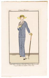 Bernard Boutet de Monvel 1912 Journal des Dames et des Modes Costumes Parisiens Pochoir N°7 Gaiters