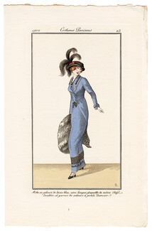 B. 1912 Journal des Dames et des Modes Costumes Parisiens Pochoir N°23