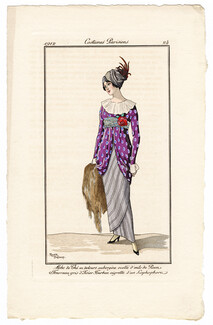 Roger Broders 1912 Journal des Dames et des Modes Costumes Parisiens N°24 Robe de Thé en velours aubergine