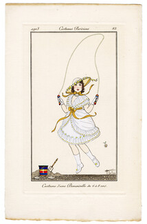 Armand Vallée 1913 Journal des Dames et des Modes Costumes Parisiens Pochoir N°83 Costume d'une Demoiselle de 6 à 8 ans