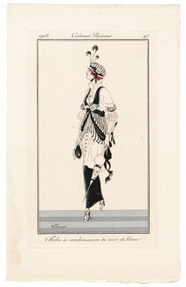 Henry Fournier 1913 Journal des Dames et des Modes Costumes Parisiens Pochoir N°93