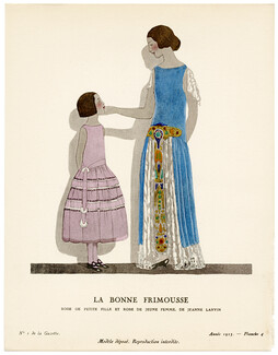 La Bonne Frimousse, 1923 - A. E. Marty, Robes, de Jeanne Lanvin. La Gazette du Bon Ton, n°1 — Planche 4