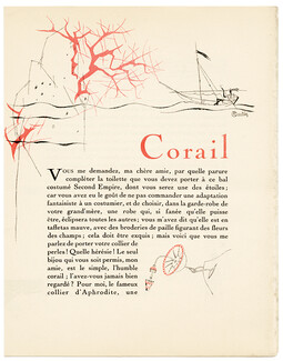 Le Corail, 1923 - Charles Martin, Coral Jewels. La Gazette du Bon Ton, n°1, Text by Julien Ochsé, 4 pages