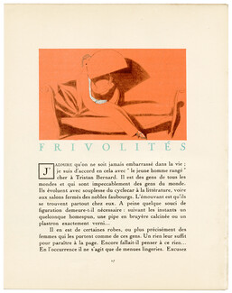 Frivolités, 1923 - Pierre Mourgue. La Gazette du Bon Ton, n°1, Texte par Louis Léon-Martin, 4 pages