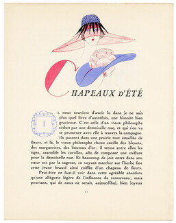 Chapeaux d’Été, 1923 - Georges Lepape, Millinery. La Gazette du Bon Ton, n°1, Texte par J.-N. Faure-Biguet, 4 pages