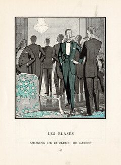 Les Blasés, 1923 - Pierre Brissaud, Smoking de couleur, de Larsen. La Gazette du Bon Ton, n°1