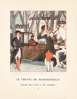 Le Cheval de Mademoiselle, 1923 - Pierre Mourgue, Coupé de ville 10 HP Citroën. La Gazette du Bon Ton, n°1