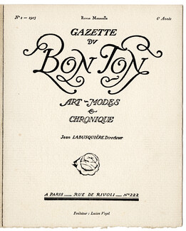 Gazette du Bon Ton, 1923 n°2, 1923 - (Complete issue) Numéro complet de ses 4 planches — Barbier, Lepape, Thayaht, Marty, 56 pages