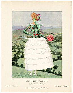 En Pleins Champs, 1923 - André Marty, Robe de Paul Poiret. La Gazette du Bon Ton, n°2 — Planche 7