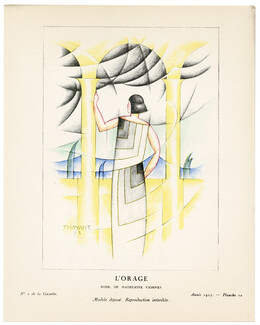 L’Orage, 1923 - Thayaht, Robe de Madeleine Vionnet. La Gazette du Bon Ton, n°2 — Planche 10