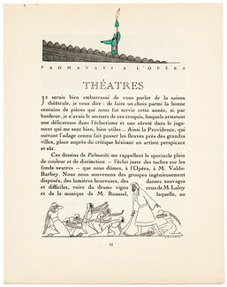 Théâtres, 1923 - André Marty, Padmavâti à l'Opéra. La Gazette du Bon Ton, n°2, Text by Louis Léon-Martin, 4 pages