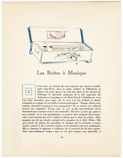 Les Boîtes à Musique, 1923 - Charles Martin, Music box. La Gazette du Bon Ton, n°2, Texte par Julien Ochsé, 4 pages