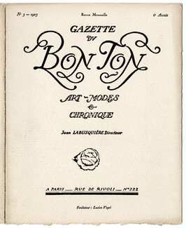 Gazette du Bon Ton, 1923 n°3, 1923 - (Complete issue) Numéro complet de ses 4 planches — Barbier, Lepape, Thayaht, Marty